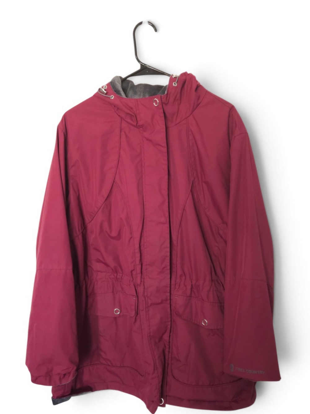 Free Country Burgundy Hooded Utility Jacket